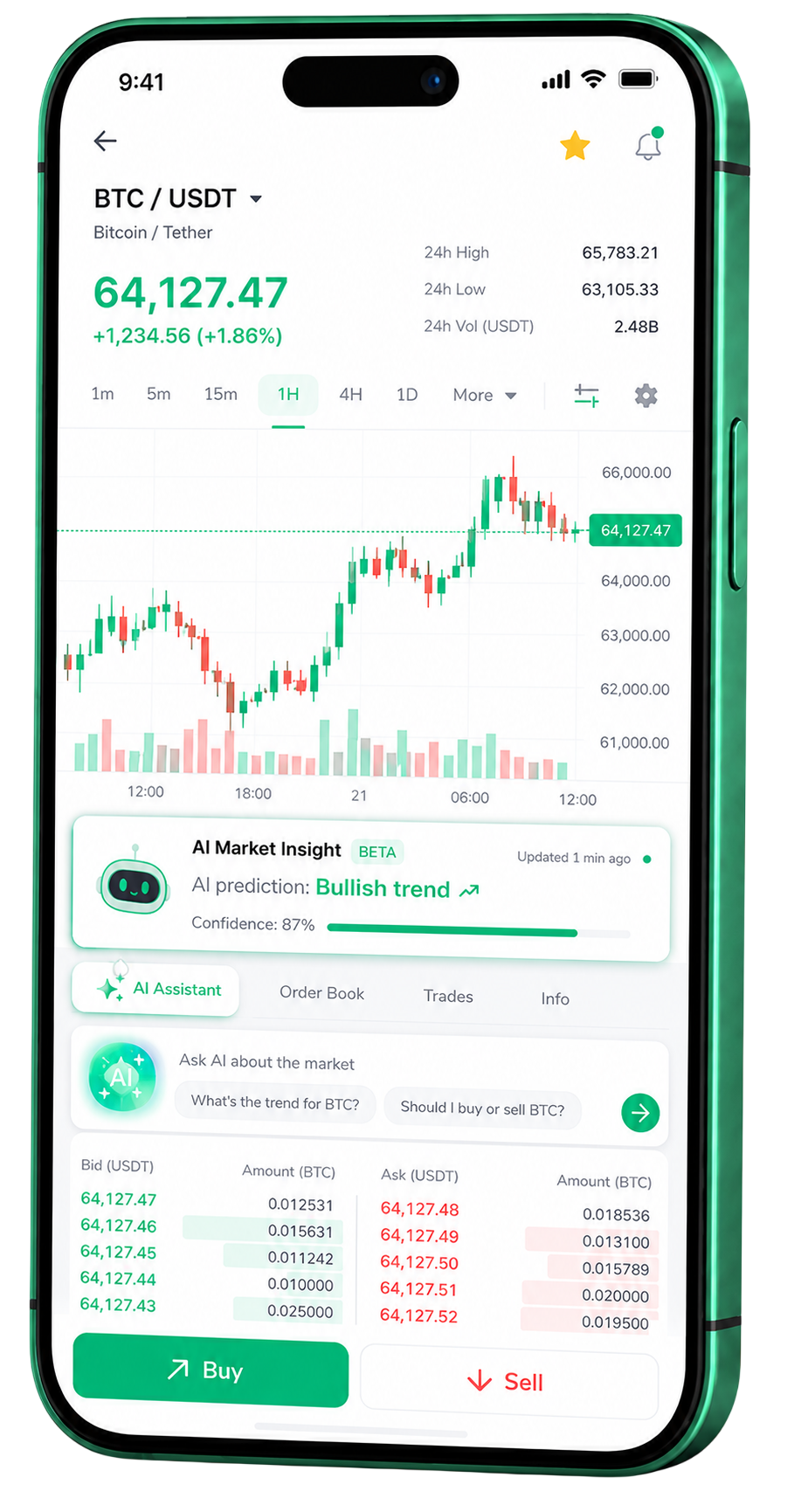 Application mobile de trading Vrai Bitfex fonctionnant sur un smartphone